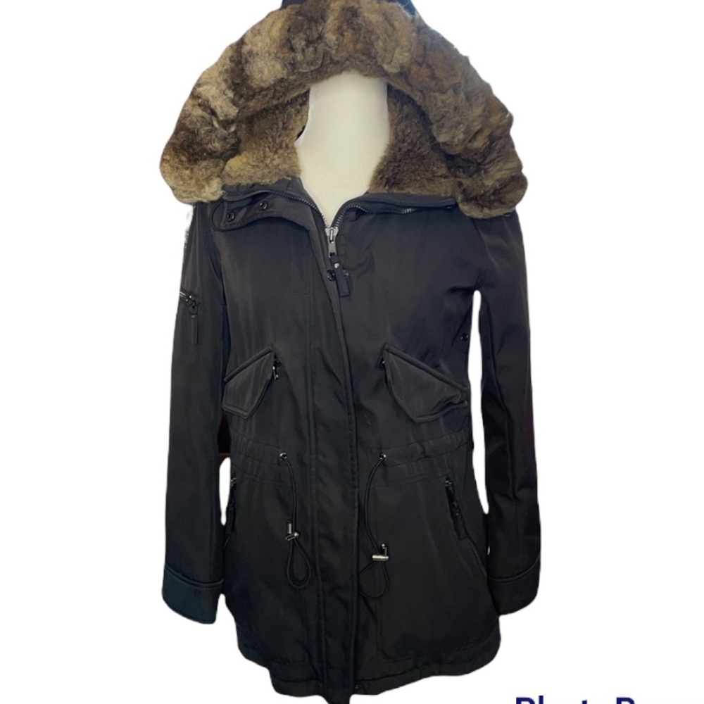 S13 NYC Black Parka Faux Furhood S
